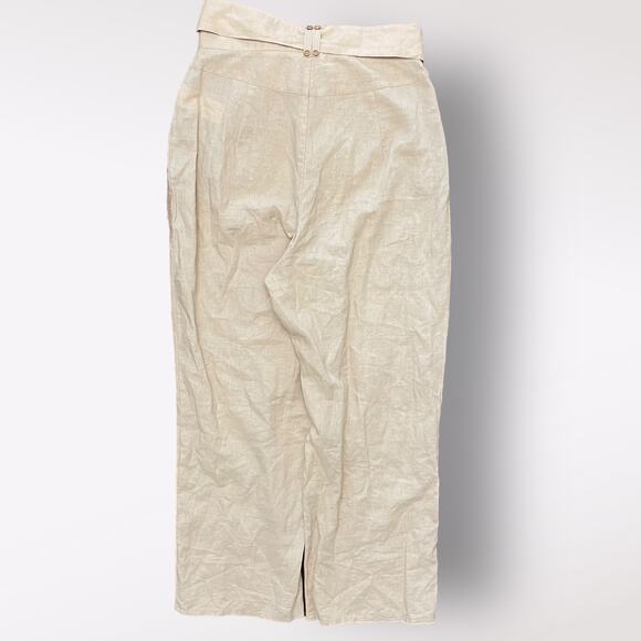 Finders Keepers Pants Belted Size US 6 Tan Linen and Cotton - Picture 3 of 12